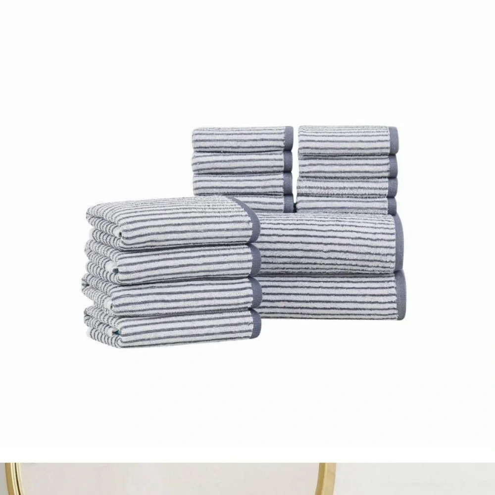 NEW Brooklyn Loom Striped 14pc striped bath set Striped Blue Towel Set
